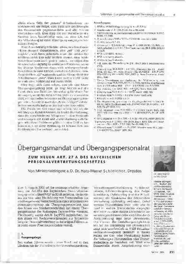 Vorschauseite 1: Übergangsmandat und ÜbergangspersonalratZUM NEUEN ART. 27 A DES BAYERISCHEN PERSONALVERTRETUNGSGESETZES