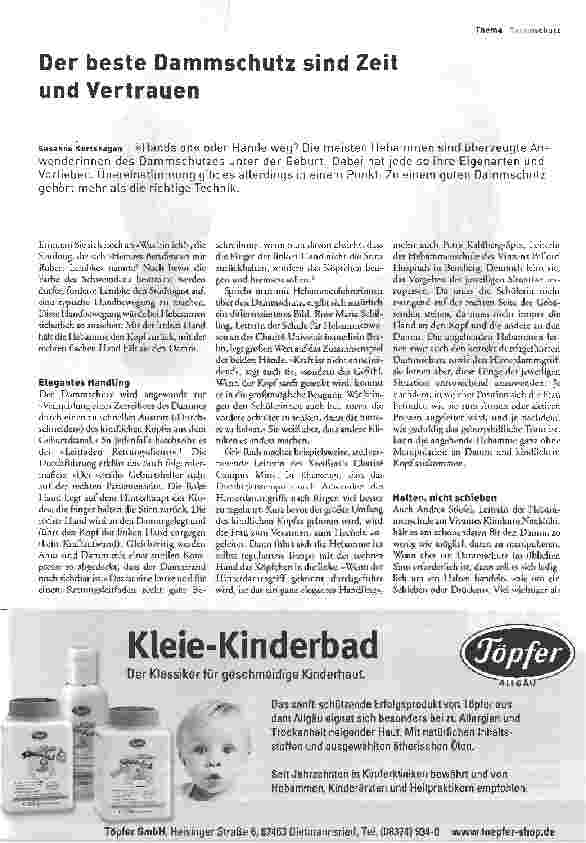 Vorschauseite 1: Der beste Dammschutz sind Zeit und Vertrauen