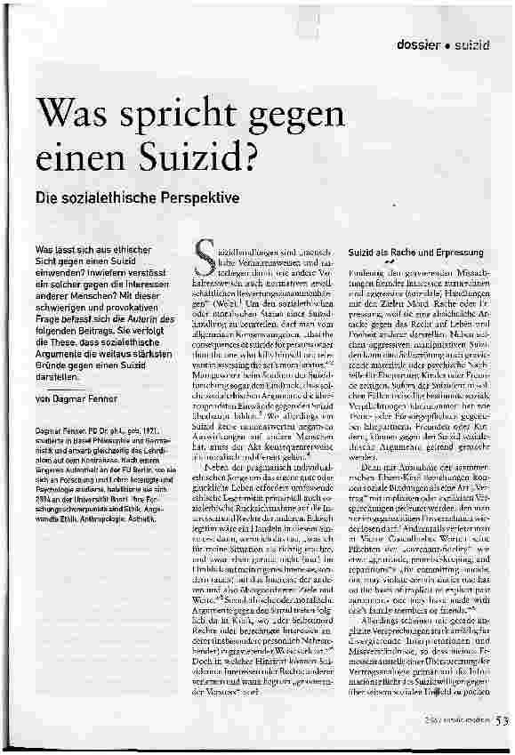 Vorschauseite 1: Was spricht gegen einen Suizid?