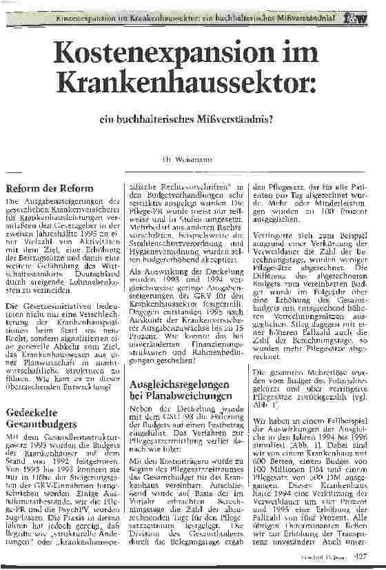 Vorschauseite 1: Kostenexpansion im Krankenhaussektor