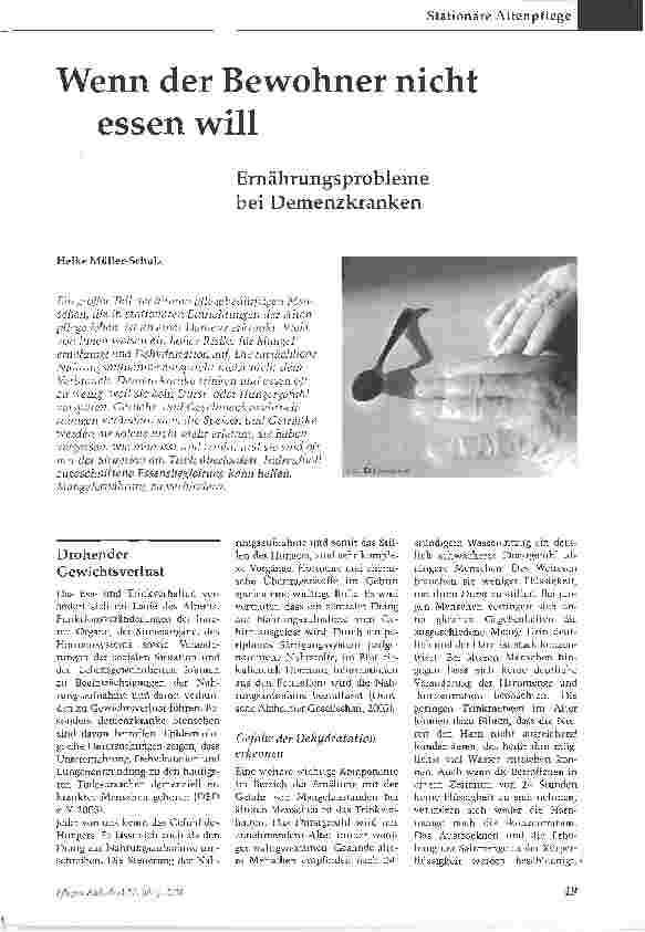 Vorschauseite 1: Wenn der Bewohner nicht essen willErnährungsprobleme bei Demenzkranken