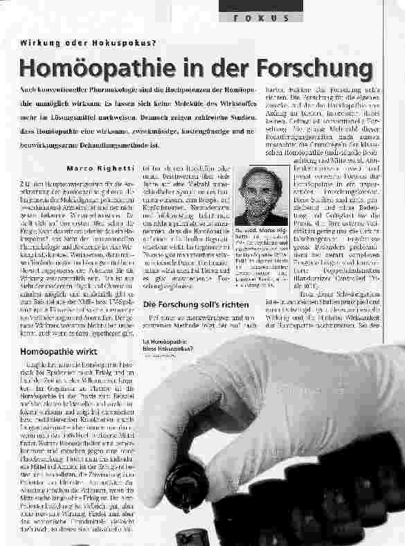 Vorschauseite 1: Homöopathie in der ForschungWirkung oder Hokuspokus?