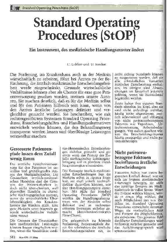 Vorschauseite 1: Standard Operating Procedures (StOP) Ein Instrument, das medizinische Handlungsmuster ändert