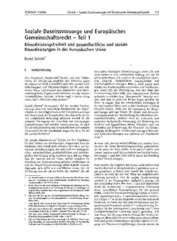 Vorschauseite 1: Soziale Daseinsvorsorge und Europäisches Gemeinschaftsrecht - Teil 1