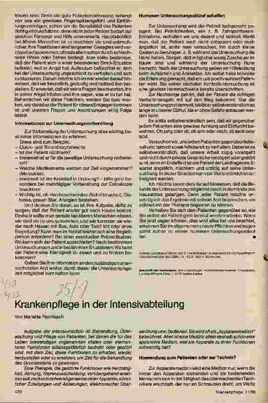 Vorschauseite 1: Krankenpflege in der Intensivabteilung