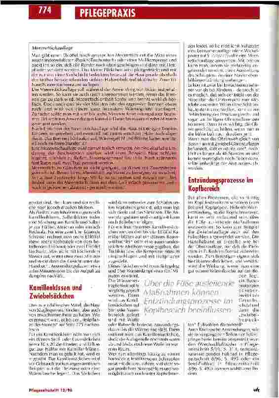 Vorschauseite 2: Bewährtes Hausmittel bei Schnupfen und Ohrenweh Serie Selbstpflege für Pflegende / Teil 9