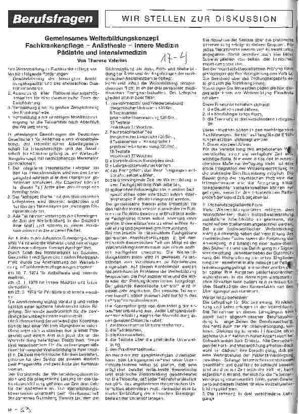 Vorschauseite 1: Gemeinsames Weiterbildungskonzept - Fachkrankenpflege-Anästhesie- Innere Medizin- Pädiatrie und Intensivmedizin