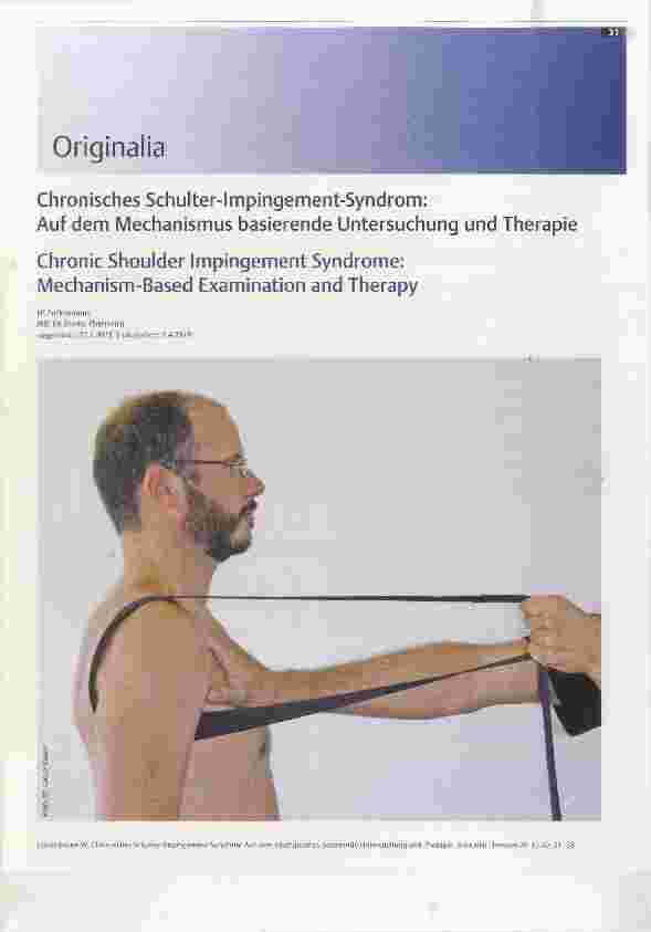 Vorschauseite 1: Chronisches Schulter-Impingement-Syndrom:Auf dem Mechanismus basierende Untersuchung und Therapie