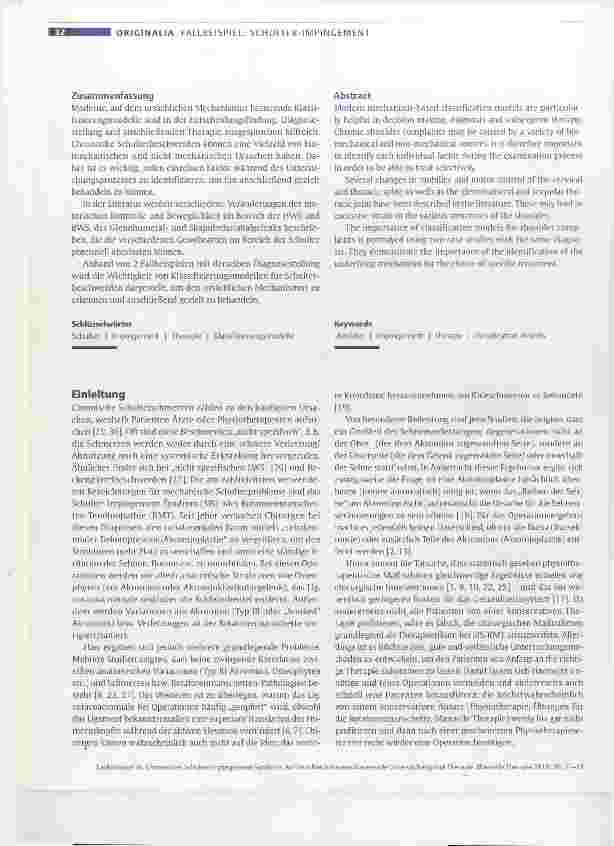 Vorschauseite 2: Chronisches Schulter-Impingement-Syndrom:Auf dem Mechanismus basierende Untersuchung und Therapie