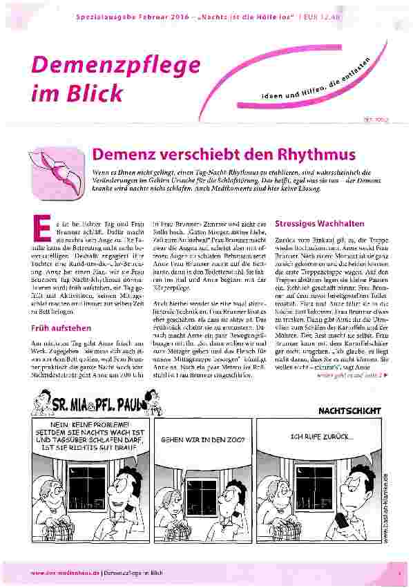 Vorschauseite 1: Demenz verschiebt den Rhythmus