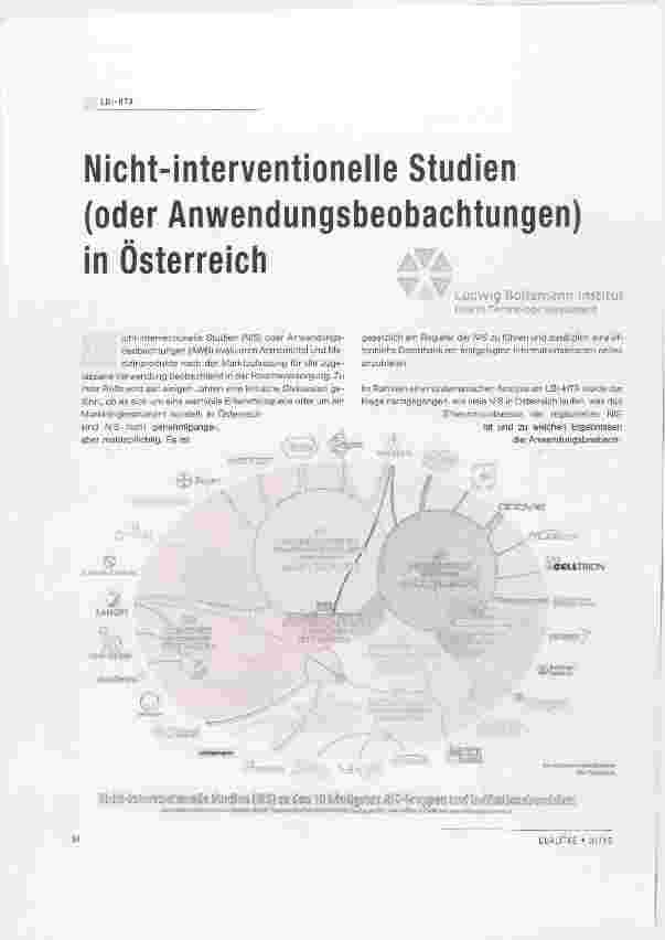 Vorschauseite 1: Nichtinterventioneile Studien (oder Anwendungsbeobachtungen) in Österreich