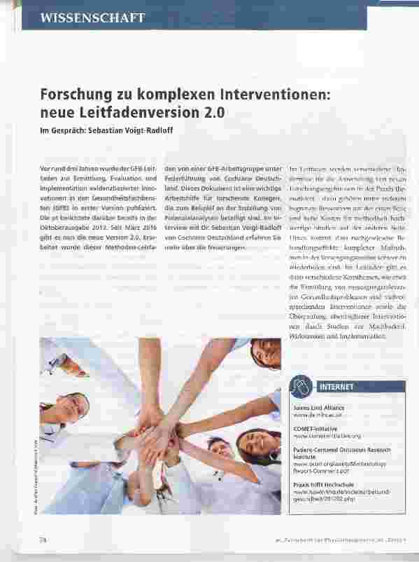 Vorschauseite 1: Forschung zu komplexen Interventionen: neue Leitfadenversion 2. 0