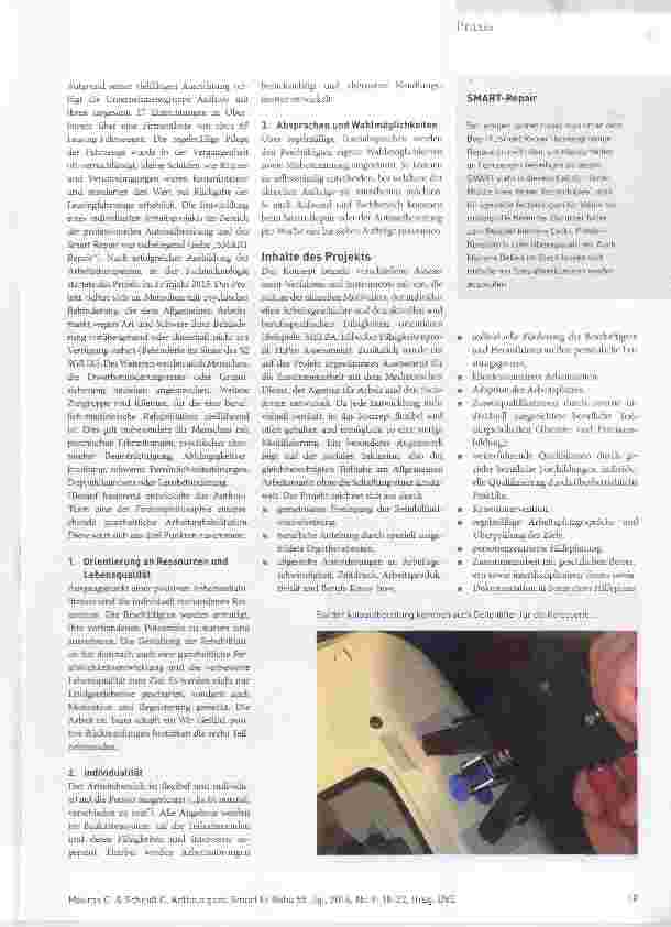 Vorschauseite 2: Anthojo goes Smart Das Rosenheimer Arbeitstherapieprojekt „Smart Repair