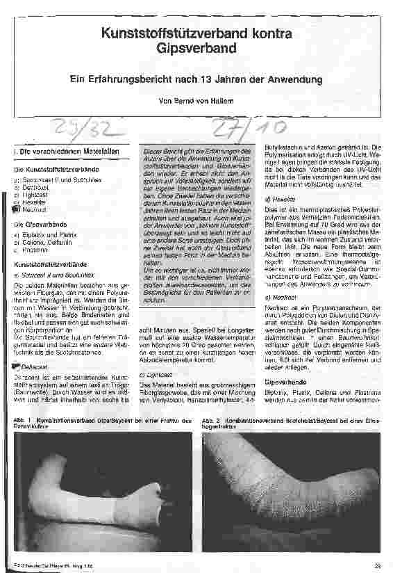Vorschauseite 1: Kunststoffstützverband kontra Gipsverband Ein Erfahrungsbericht nach 13 Jahren der Anwendung