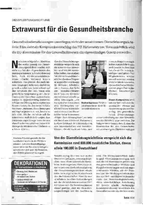 Vorschauseite 1: Extrawurst für die Gesundheitsbranche