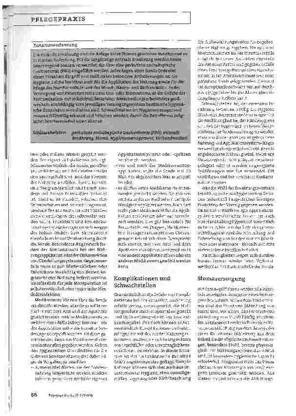 Vorschauseite 4: Hygiene in der Pflege - Teil 8:Enterale Ernährung und Stomaversorgung erfordern fachliche Sorgfalt
