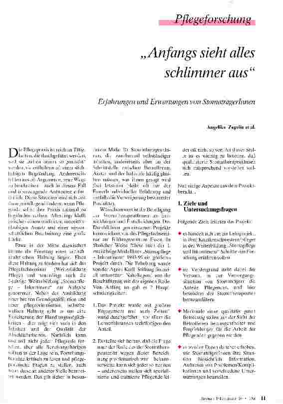Vorschauseite 1: Anfangs sieht alles schlimmer aus Erfahrungen und Erwartungen von StomaträgerInnen