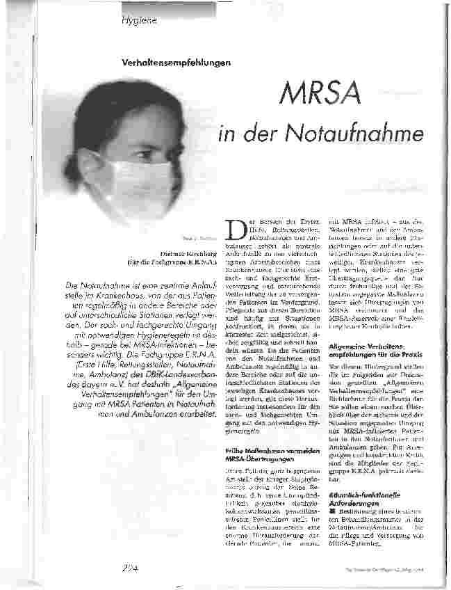 Vorschauseite 1: MRSA in der Notaufnahme
