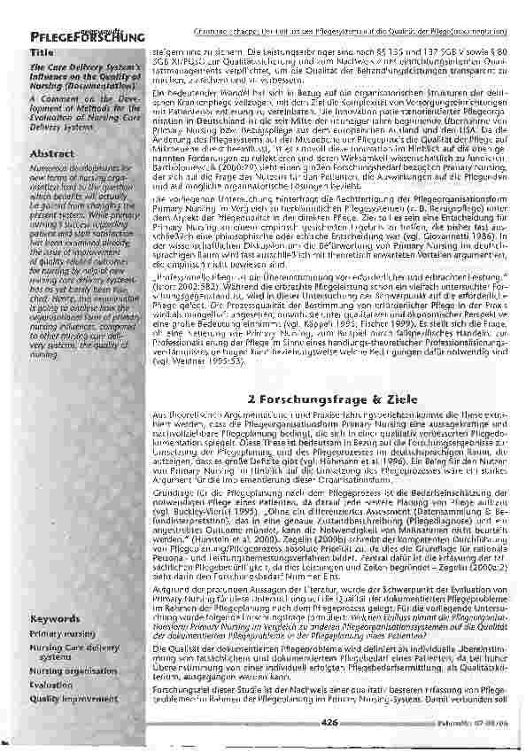 Vorschauseite 2: Der Einfluss des Pflegesystems auf die Qualitätder Pflege(dokumentation)