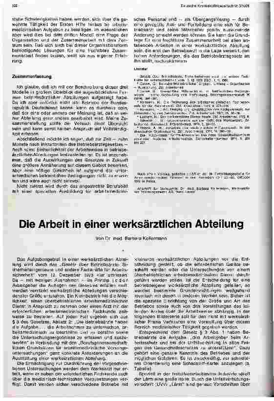 Vorschauseite 3: Der Werksarzt und seine Mitarbeiter - Versuch einer Synopse der heutigen Situation -