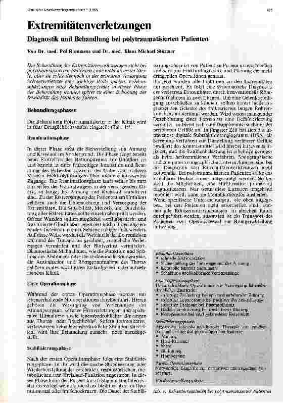 Vorschauseite 1: Extremitätenverletzungen Diagnostik und Behandlung bei polytraumatisierten Patienten