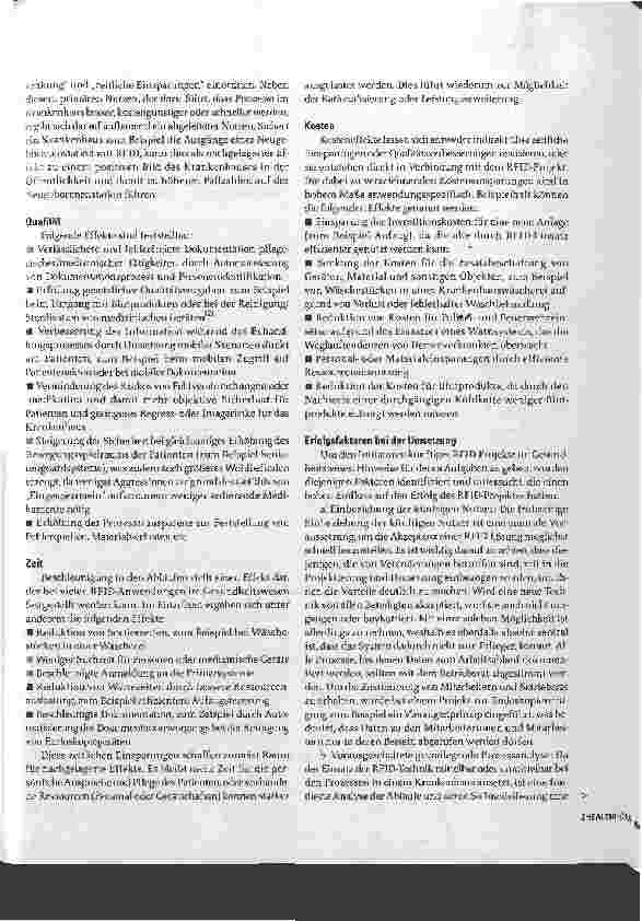 Vorschauseite 2: Nutzeneffekte der Umsetzung von RFID-Lösungen im Krankenhaus