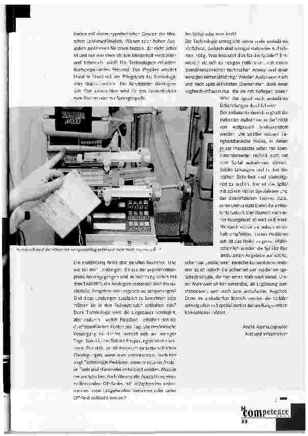 Vorschauseite 3: Spital und Technologie:Eine Hassliebe