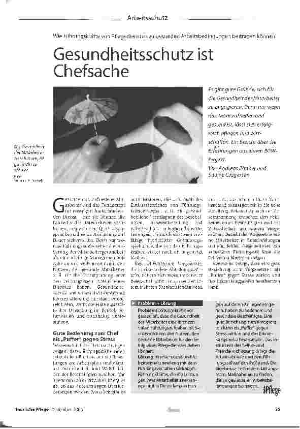 Vorschauseite 1: Gesundheitsschutz ist Chefsache