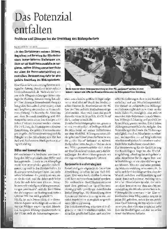 Vorschauseite 1: Das Potenzial entfalten - Probleme und Lösungen bei der Ermittlung des Bildungsbedarfs