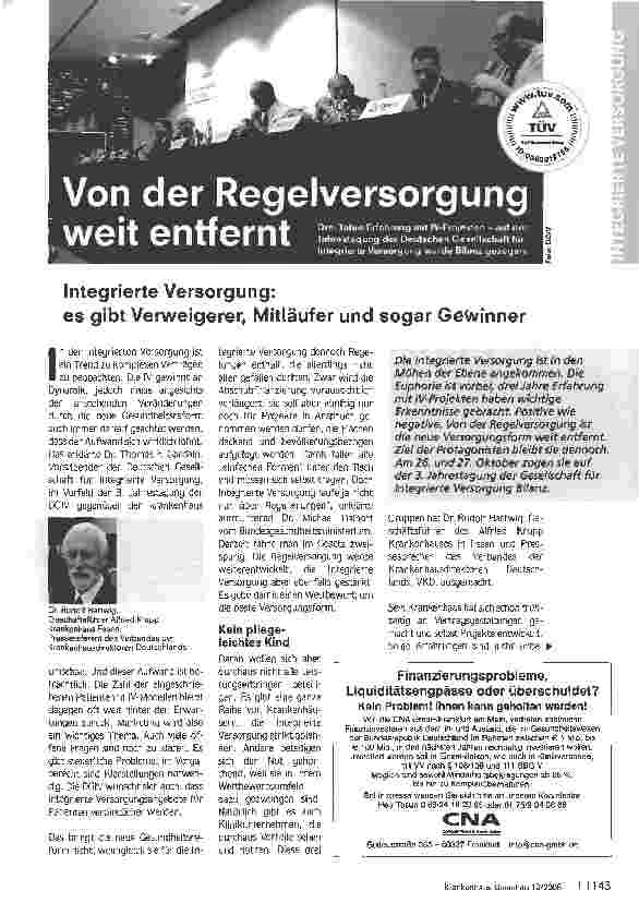 Vorschauseite 1: Von der Regelversorgung weit entfernt