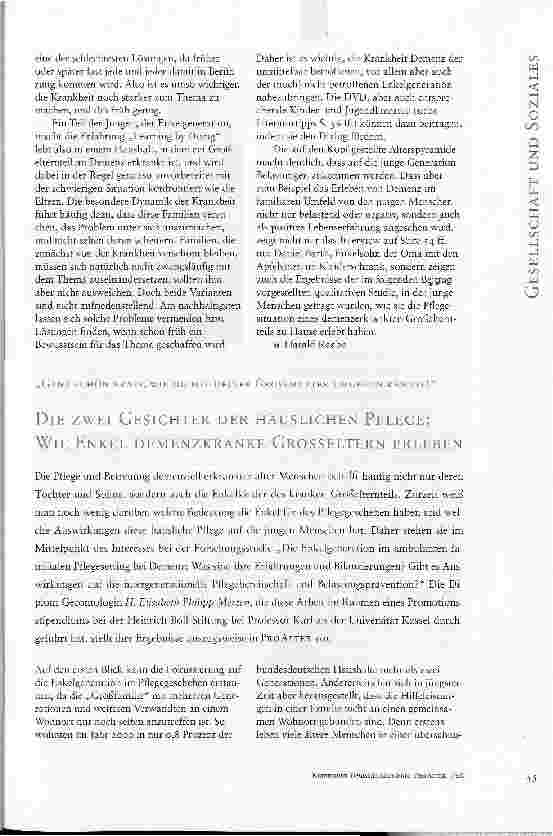 Vorschauseite 1: GANZ SCHÖN KRASS, WIE DU MIT DEINER GROSSMUTTER UMGEHEN KANNST!DIE ZWEI GESICHTER DER HÄUSLICHEN PFLEGE: WIE ENKEL DEMENZKRANKE GROSSELTERN ERLEBEN
