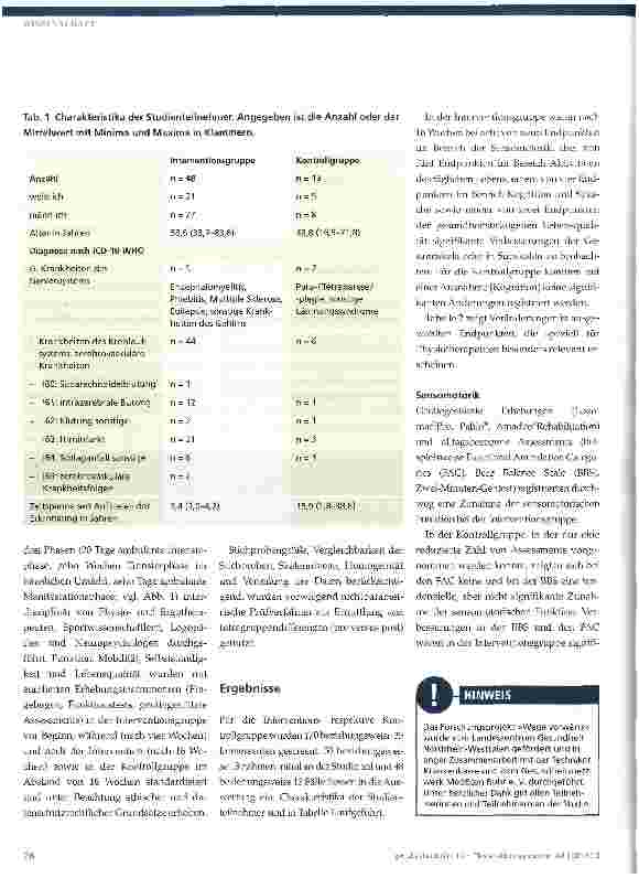 Vorschauseite 3: »Wege vorwärts« - Ergebnisse einer Wirksamkeitsstudie in der ambulanten neurologischen Spätrehabilitation
