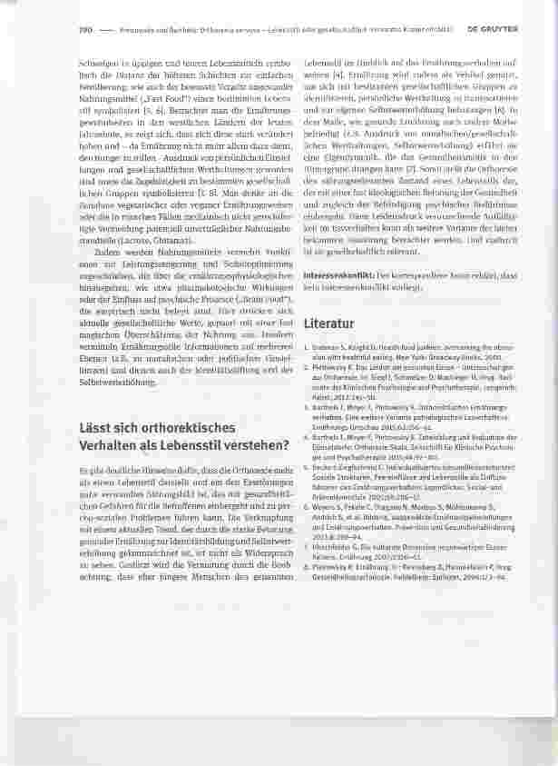 Vorschauseite 2: Orthorexia nervosa Lebensstil oder gesellschaftlich relevantes Krankheitsbild?