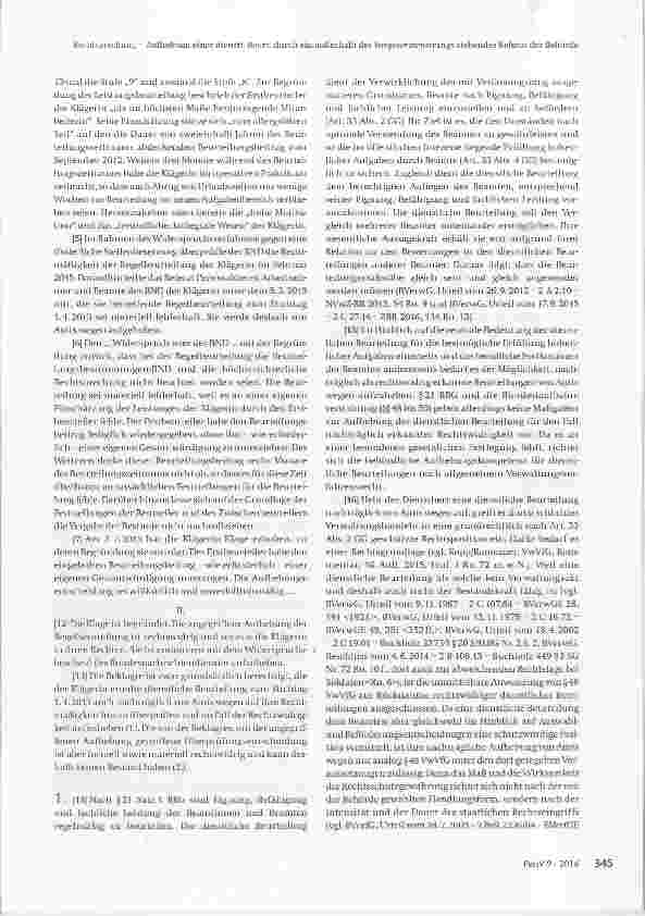 Vorschauseite 2: Aufhebung einer dienstlichen Beurteilung durch ein außerhalb des Vorgesetztenstrangs stehendes Referat der Behörde