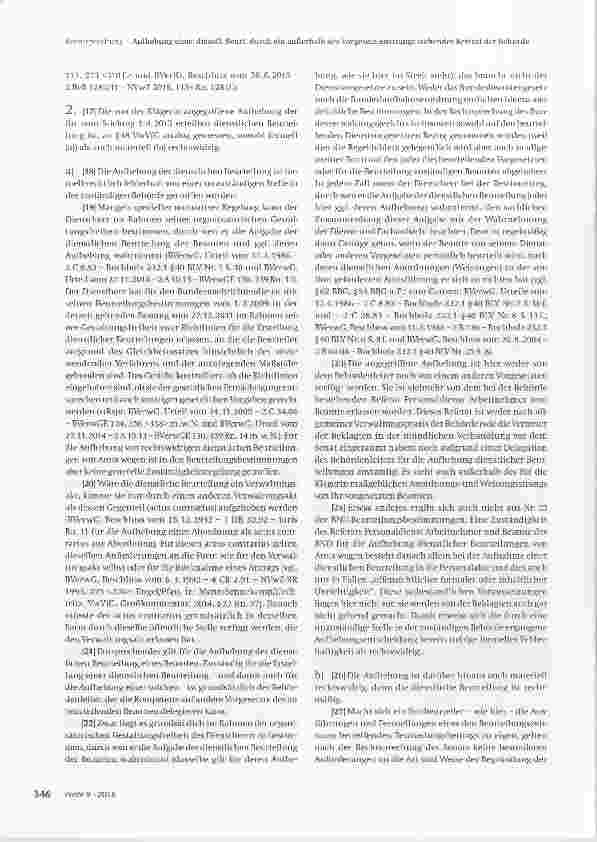 Vorschauseite 3: Aufhebung einer dienstlichen Beurteilung durch ein außerhalb des Vorgesetztenstrangs stehendes Referat der Behörde