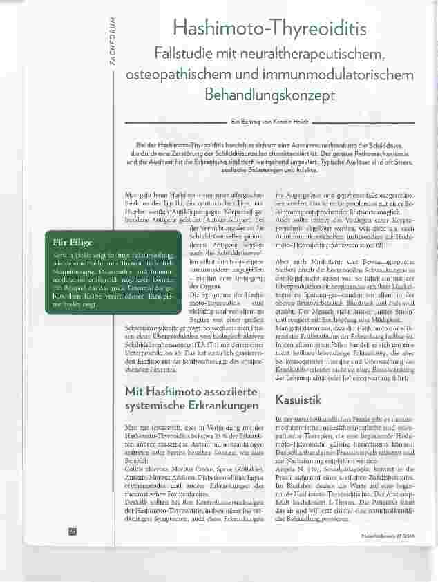 Vorschauseite 1: Hashimoto-Thyreoiditis Fallstudie mit neuraltherapeutischem, osteopathischem und immunmodulatorischem Behandlungskonzept