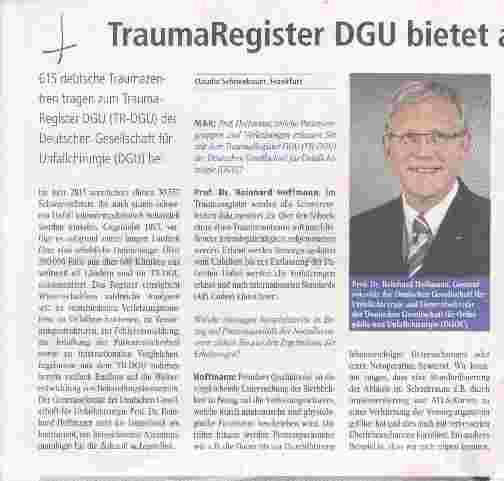 Vorschauseite 1: Trauma Register DGU bietet aussagekräftigen Datensatz