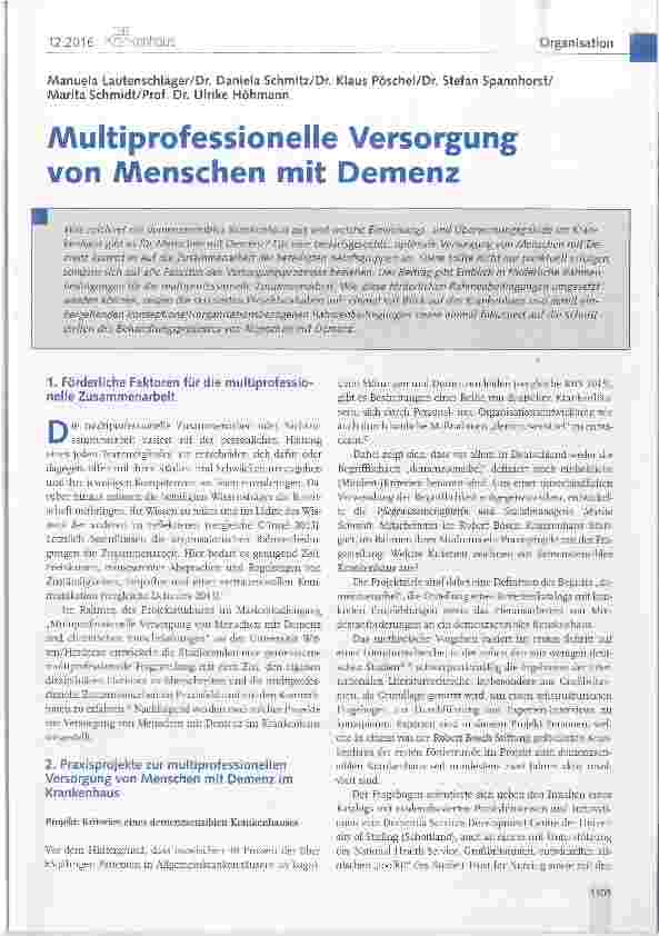 Vorschauseite 1: Multiprofessionelle Versorgung von Menschen mit Demenz