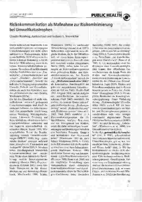Vorschauseite 1: Risikokommunikation als Maßnahme zur Risikominimierung bei Umweltkatastrophen