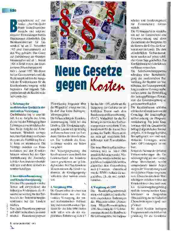 Vorschauseite 1: Neue Gesetze gegen Kosten