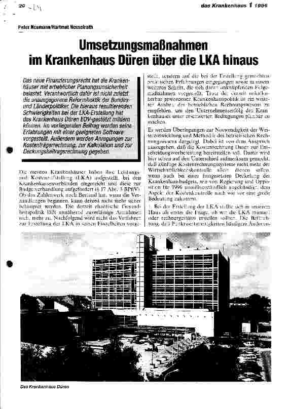Vorschauseite 1: Umsetzungsmaßnahmen im Krankenhaus Düren über die LKA hinaus