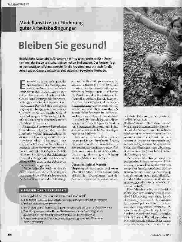 Vorschauseite 1: Modellansätze zur Förderung guter ArbeitsbedingungenBleiben Sie gesund!
