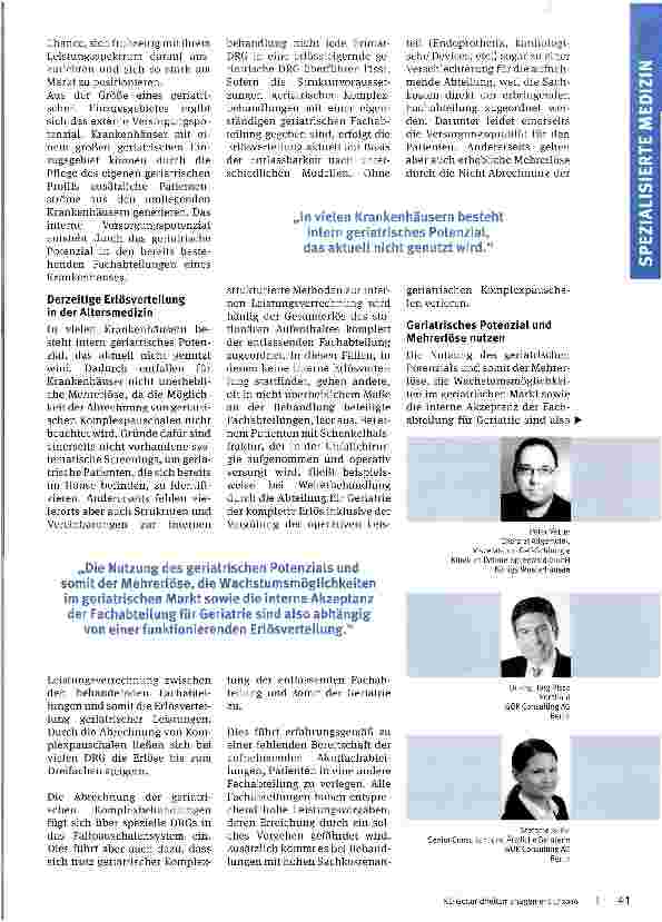 Vorschauseite 2: Altersmedizin bietet Chance zum Wachstum