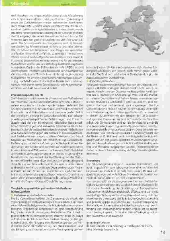 Vorschauseite 2: Prävention und Gesundheitsförderung in Europa: Ein Überblick