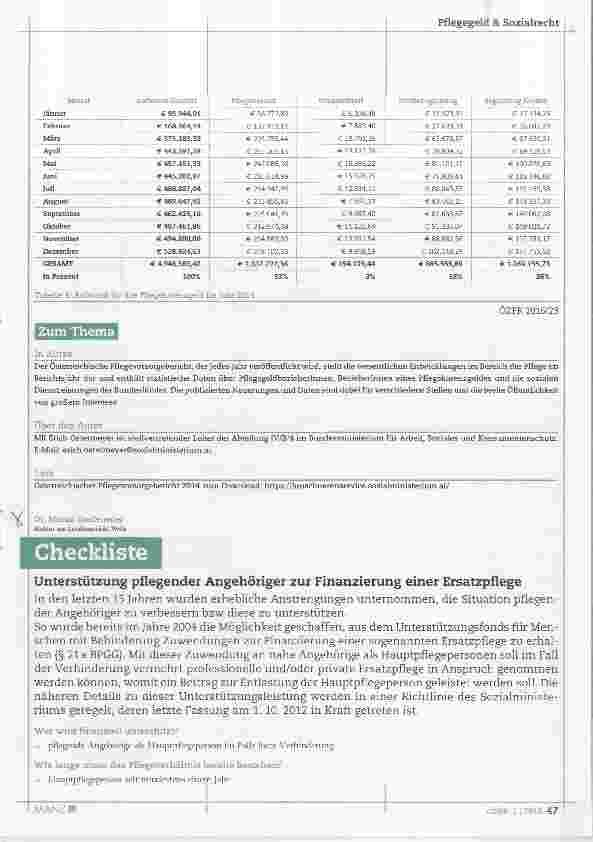 Vorschauseite 4: Der Österreichische Pflegevorsorgebericht 2014
