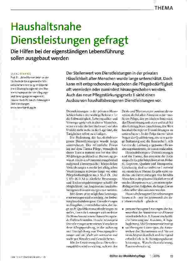 Vorschauseite 1: Die Hilfen bei der eigenständigen Lebensführung sollen ausgebaut werden