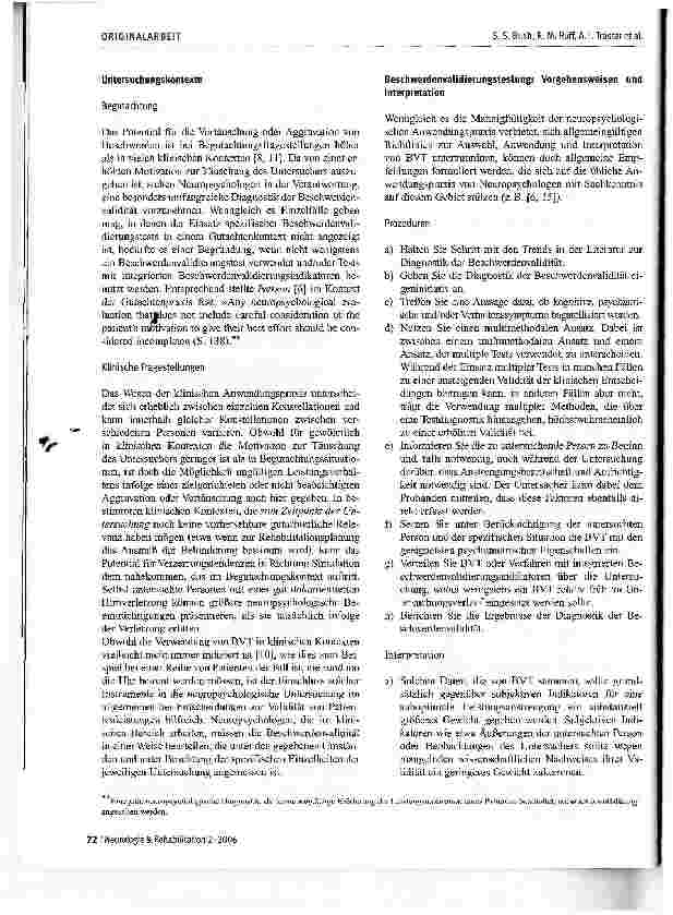 Vorschauseite 4: Diagnostik der Beschwerdenvalidität: Praktische Gesichtspunkte und medizinische Erfordernisse