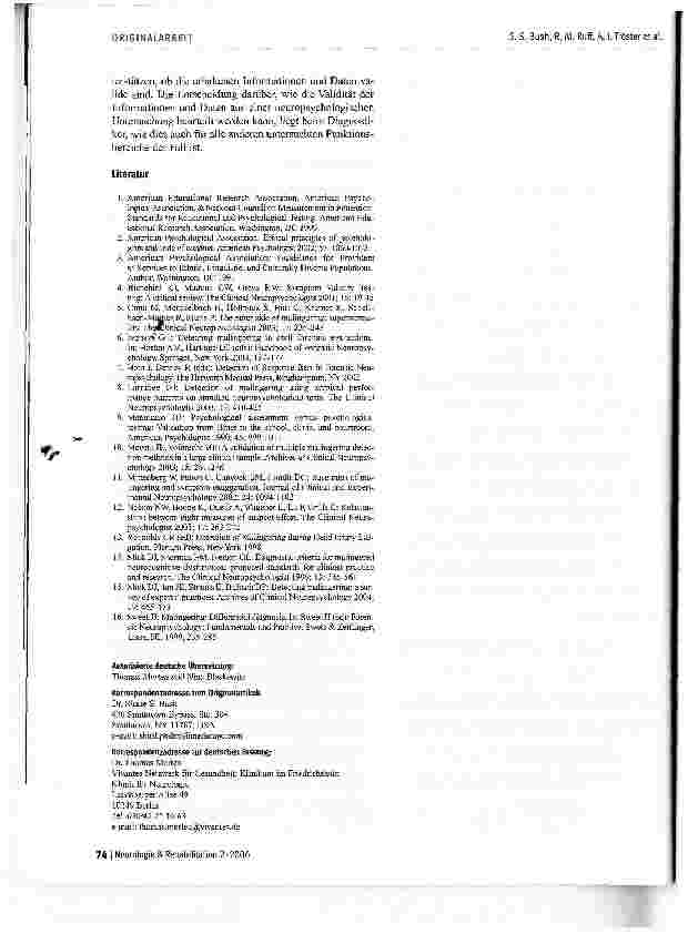 Vorschauseite 6: Diagnostik der Beschwerdenvalidität: Praktische Gesichtspunkte und medizinische Erfordernisse