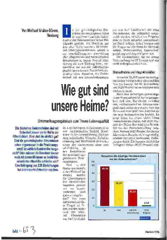 Vorschauseite 1: Wie gut sind unsere Heime? Untersuchungsergebnisse zum Thema Lebensqualität