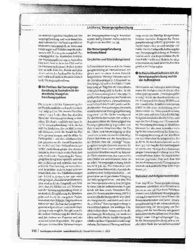 Vorschauseite 6: Aufgabenverständnis und Entwicklungsstand der VersorgungsforschungEin Vergleich zwischen den USA, Großbritannien, Australien und Deutschland
